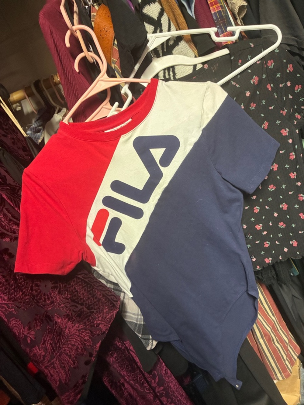 Fila Kids Short Sleeve Colorblock Logo Tee - Red/White/Blue